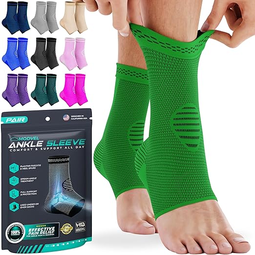 Modvel Foot & Ankle Brace Socks for Sprained Ankle Compression Sleeve - Plantar Fasciitis Relief Brace, Foot Support for pain Women & Men - Tendonitis & Arthritis Feet Sleeve, Stabilizing Ankles Wrap
