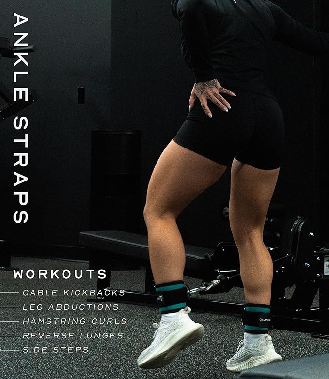 Gymreapers Ankle Straps For Cable Machine Kickbacks, Glute Workouts, Lower Body Exercises - Adjustable Leg Straps with Neoprene Padding