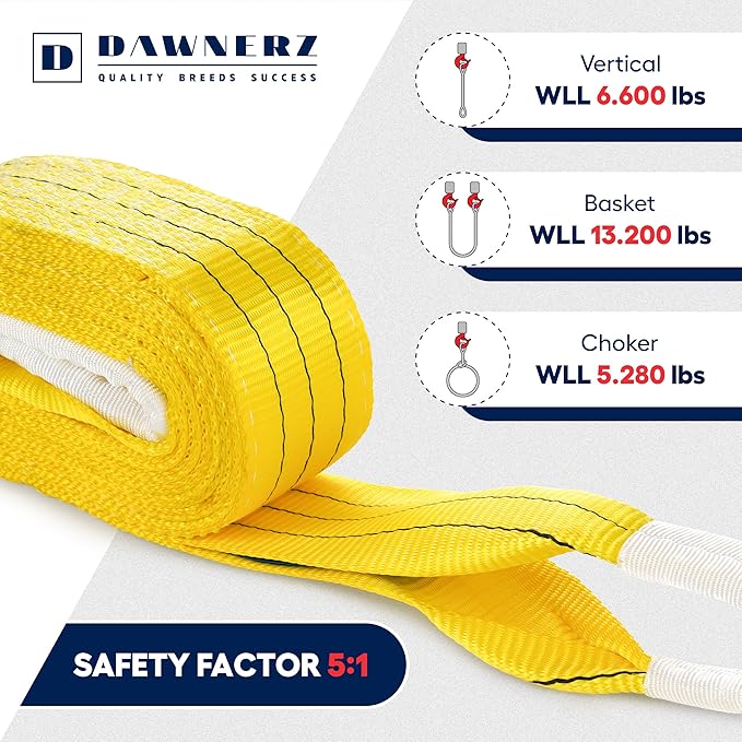 Heavy Duty Equipment Lifting Strap 6600 lbs Vertical WLL 18 ft - Polyester Lifting Sling for Hoist, Crane, Boat (3.5" x18')