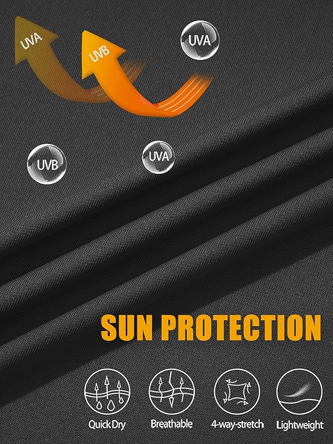 MAGCOMSEN Men's Hooded UPF 50+ Sun Protection T Shirts Long Sleeve Athletic Fishing Shirts Rash Guards