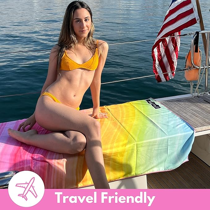 ECCOSOPHY Microfiber Beach Towel - Sand Free Towels are Quick Dry, Light Weight, Super Absorbent - Perfect Pool, Travel, Cruise, Camping Essentials - Oversized Extra Large for Adults 71x35 in