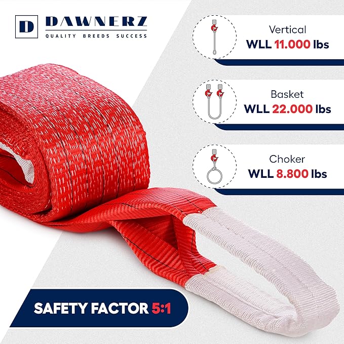 Heavy Duty Equipment Lifting Strap 11000 lbs Vertical WLL 16 ft - Polyester Lifting Sling for Hoist, Crane, Boat (5.9" x 16')