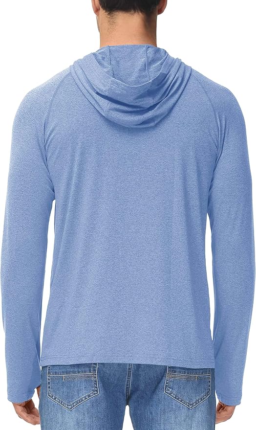 MAGCOMSEN Men's Hooded UPF 50+ Sun Protection T Shirts Long Sleeve Athletic Fishing Shirts Rash Guards