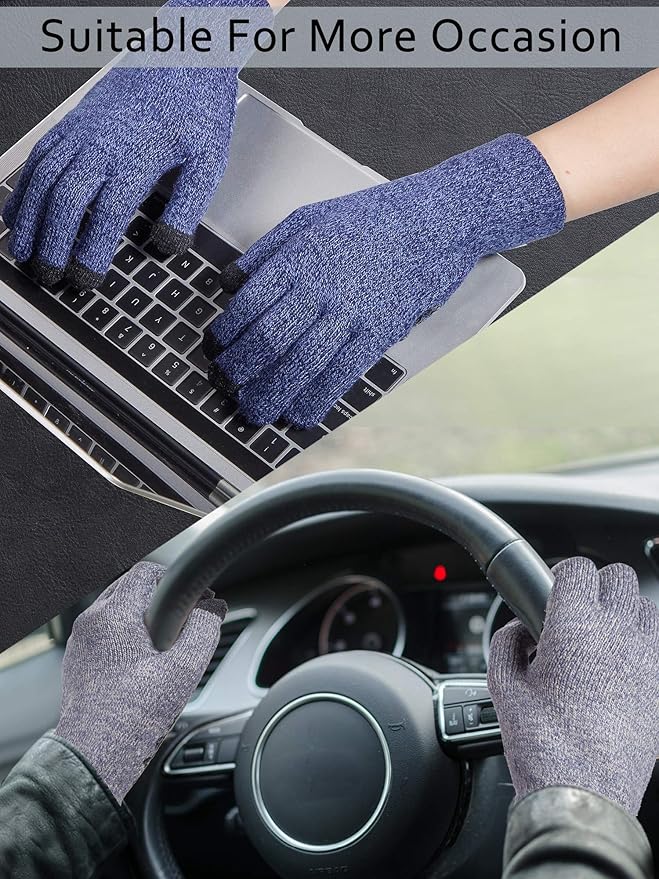 SATINIOR 4 Pairs Winter Knit Touchscreen Gloves Warm Texting Gloves Elastic Anti-slip for Adults