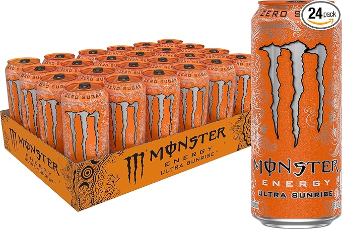 Monster Energy Ultra Sunrise, Sugar Free Energy Drink, 16 Fl Oz (Pack of 24)