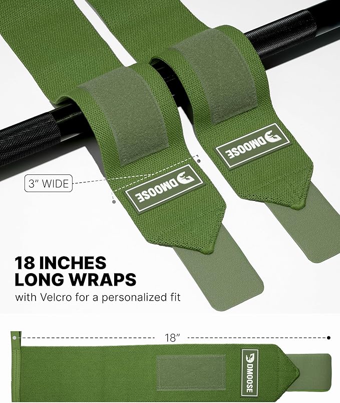DMoose Fitness Wrist Wraps for Weightlifting 18" - Heavy Duty Gym Wrap with Hand Thumb Loop for Support & Pain Relief, USPA Approved Powerlifting, Weight Lifting Wrist Straps for Men & Women Work Out