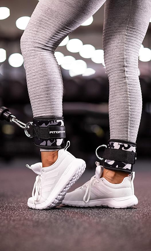 Fitgriff® Ankle Straps V1 for Cable Machine (2 Pieces) - Gym Workout Equipment - Leg Pulley Attachment, Kickback Straps