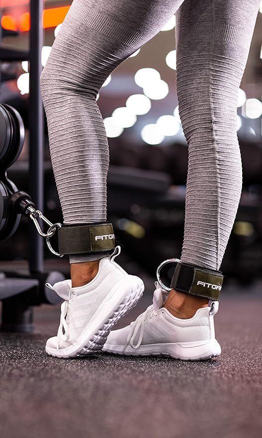 Fitgriff® Ankle Straps V2 for Cable Machine (2 Pieces) - Gym Workout Equipment - Leg Pulley Attachment, Kickback Straps