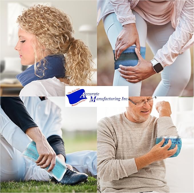 Flexible Reusable Gel Packs for Neck, Wrist, Arm, Back and Shoulder Pain Relief - Versatile Hot or Cold Gel Packs for Injuries, Sore Muscles or Toothache Pain Relief, Blue, 5" x 18", 2 Pack