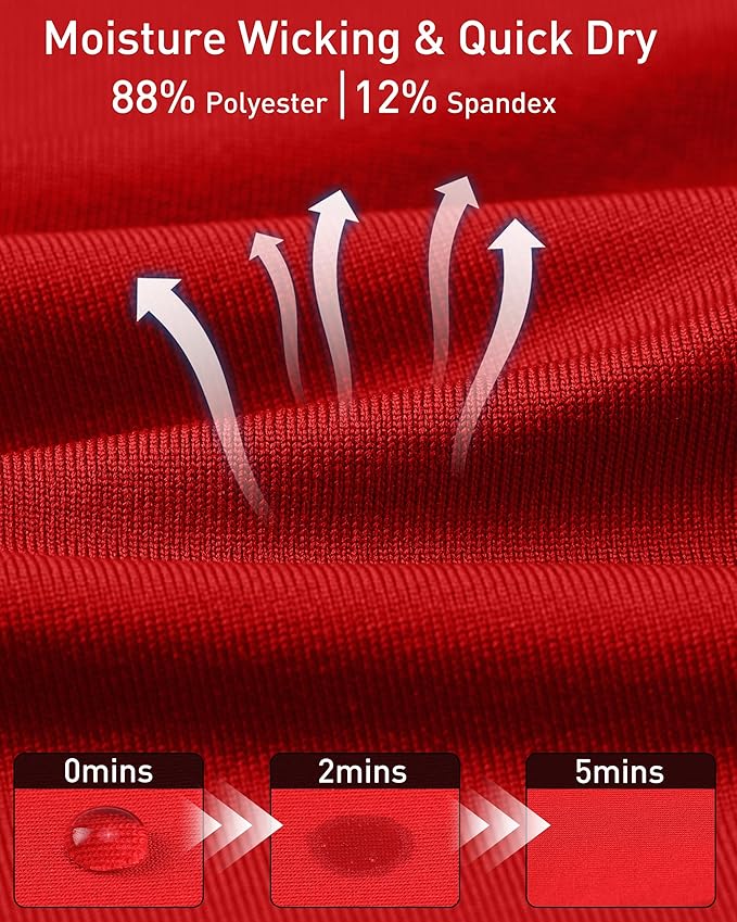 Roadbox Mens Compression Shirt, Cool Dry Long Sleeve Workout Shirts, Running Athletic Football Gym Base Layer Tops UPF 50+