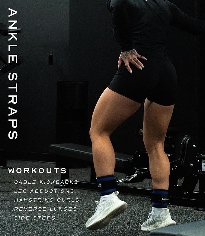 Gymreapers Ankle Straps For Cable Machine Kickbacks, Glute Workouts, Lower Body Exercises - Adjustable Leg Straps with Neoprene Padding