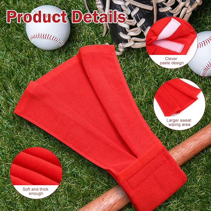 Shimeyao 2 Pcs Cotton Sports Football Towel with Closure Pitching Football Sweat Towel for Sports Gym Men Women Accessories(Red,Classic)