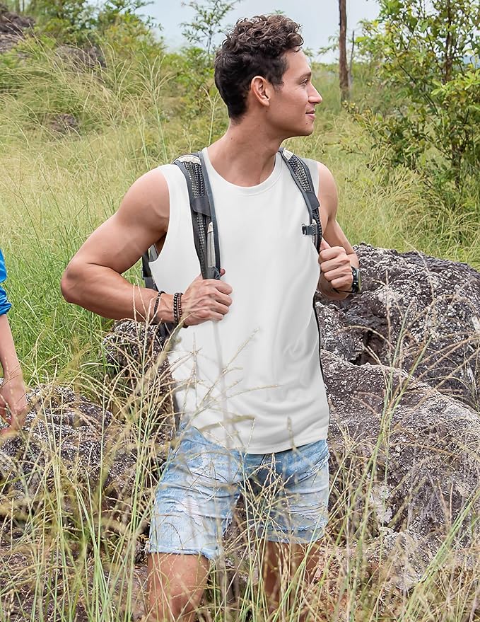 MIER Men's Workout Tank Tops UPF 50+ Swim Shirts Quick Dry Running Sleeveless UV Protection Muscle Tees