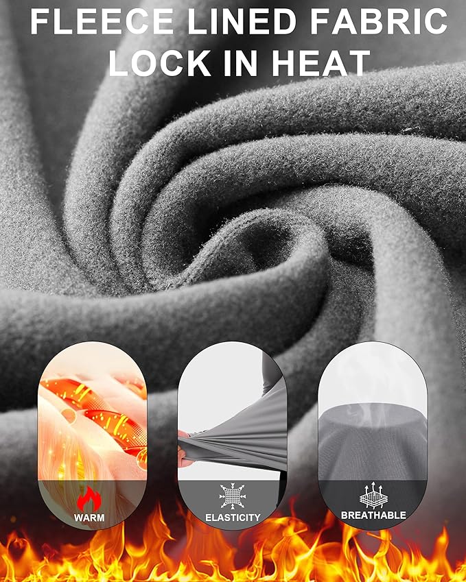 Men's Thermal Compression Shirts, Long Sleeve Fleece Lined Base Layer, Cold Weather Gear Athletic Undershirt Top