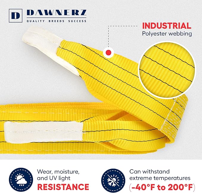 Industrial Lifting Sling 6600 Lbs Vertical WLL 10 ft - Eye and Eye Flat Polyester Web Lifting Sling - Crane Synthetic Strap for Construction, Boat Strap (3.5" x10')