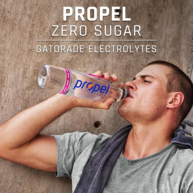 Propel Electrolyte Enhanced Water Sports Drink, Grape Flavored Water, Zero Calorie & Zero Sugar Hydration with Electrolytes and Vitamins C & E, 16.9 fl oz Bottles (12 Pack)