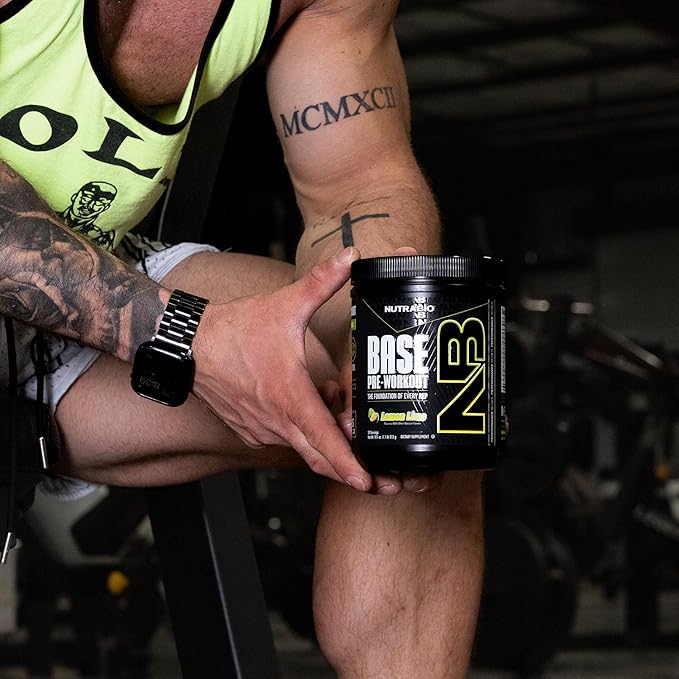 NutraBio Base Pre-Workout Powder 200mg Caffeine, Sustained Energy, Focus, Endurance, Pump, Sugar Free, Clean Preworkout for Men and Women - Beta Alanine, L-Tyrosine, 30 Servings - Lemon Lime