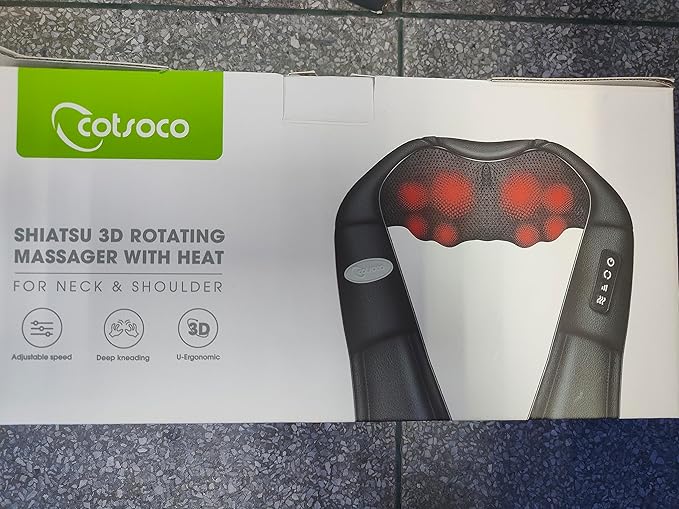 cotsoco Neck Massager,Shiatsu Shoulder and Back Massager with Heat, Electric Deep Tissue Massage Pillow for Body Muscle Pain Relief,Best Gifts Mom Dad Women Men,Home, Office Car Use