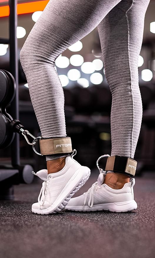 Fitgriff® Ankle Straps V2 for Cable Machine (2 Pieces) - Gym Workout Equipment - Leg Pulley Attachment, Kickback Straps