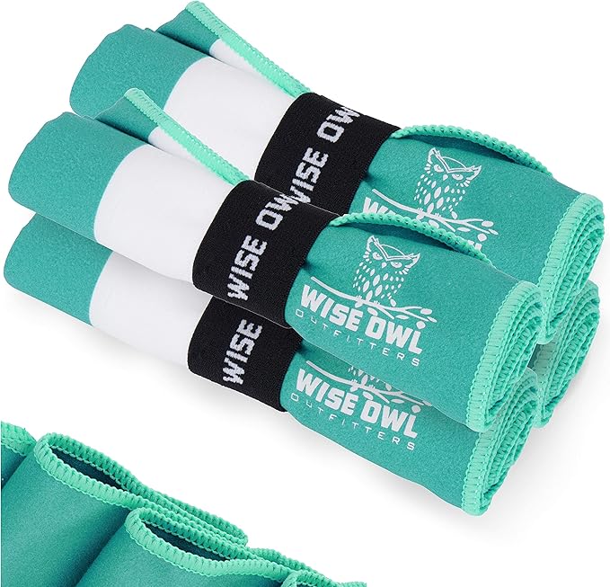 Wise Owl Outfitters 4 Pack Microfiber Gym Towels for Men & Women – Quick Dry Sweat Towel for Workout, Sports, Yoga, Running – Lightweight & Soft (24"x12")