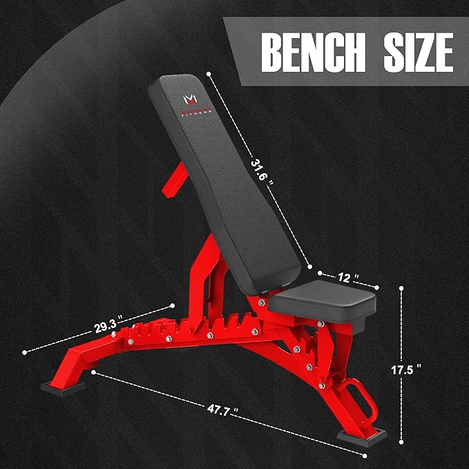 Adjustable Weight Bench, 1300lbs Capacity Heavy Duty Workout Bench for Home and Garage Gym, Multi-Position Backrest and Seat Strength Training Bench