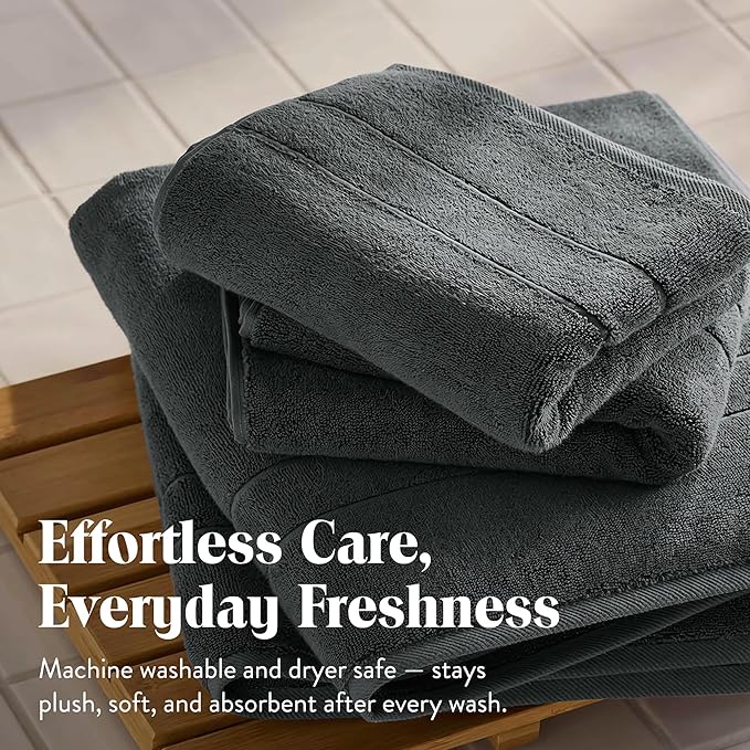 Brooklinen Super-Plush Turkish Cotton Washcloths Set of 2 Cotton, 820 GSM, Highly Absorbent, Machine Washable, Perfect for Home & Bathroom (13" x 13", Slate Grey)