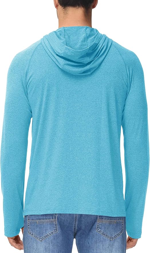 MAGCOMSEN Men's Hooded UPF 50+ Sun Protection T Shirts Long Sleeve Athletic Fishing Shirts Rash Guards