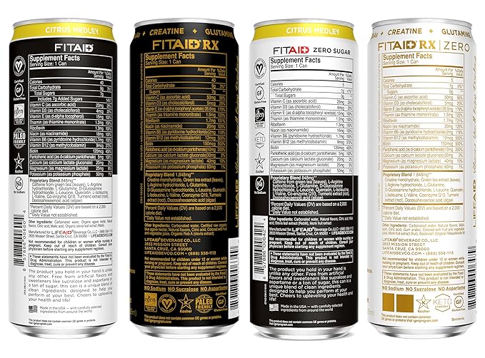 FITAID Post-Workout Recovery Drink Variety Sampler Pack, No Artificial Flavors or Sweeteners, 100% Clean, Vegan, Gluten-Free, Keto-Friendly, Paleo Friendly, 4 Flavors (Pack of 12)