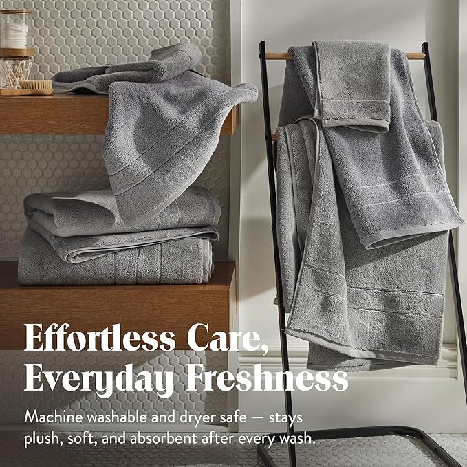 Brooklinen Super-Plush Turkish Cotton Washcloths Set of 2 Cotton, 820 GSM, Highly Absorbent, Machine Washable, Perfect for Home & Bathroom (13" x 13", Smoke Gray)