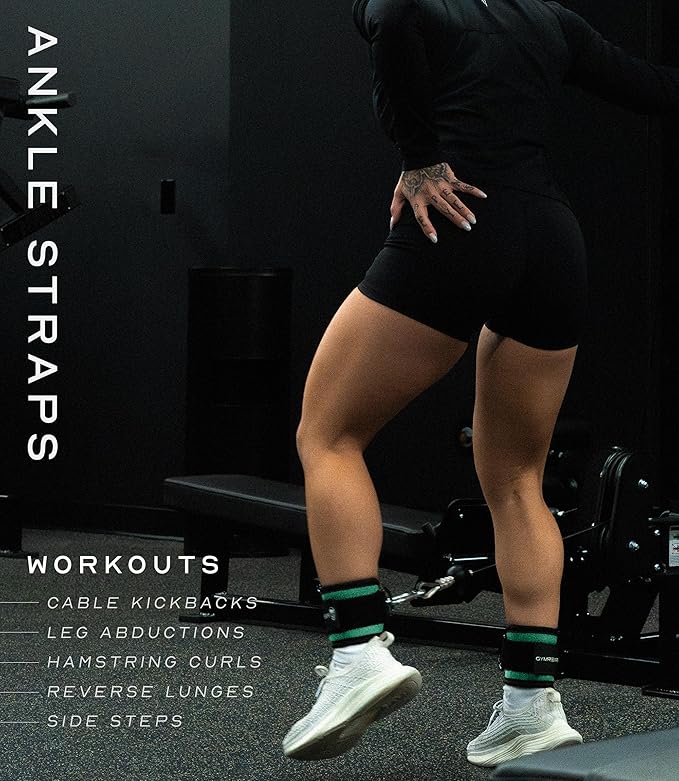 Gymreapers Ankle Straps For Cable Machine Kickbacks, Glute Workouts, Lower Body Exercises - Adjustable Leg Straps with Neoprene Padding