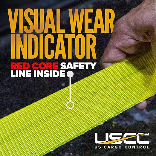 US Cargo Control Nylon Lifting Sling with Wear Pads 2" x 6', 2-Ply Eye to Eye Slings (Made in USA) - 4,960 LBS Choker, 6,200 LBS Vertical, 12,400 LBS Basket Capacity - Lift Straps for Lifting