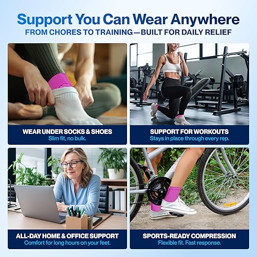 Modvel Foot & Ankle Brace Socks for Sprained Ankle Compression Sleeve - Plantar Fasciitis Relief Brace, Foot Support for pain Women & Men - Tendonitis & Arthritis Feet Sleeve, Stabilizing Ankles Wrap