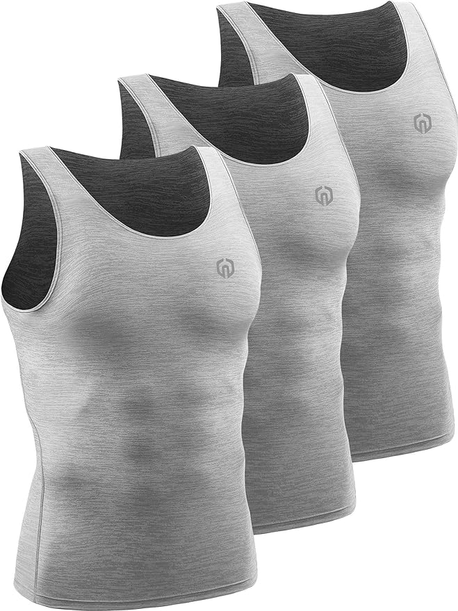 NELEUS Men's 3 Pack Dry Fit Compression Tank Top
