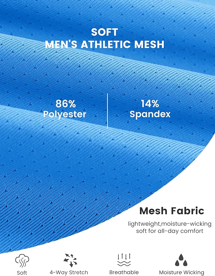 MAGCOMSEN Men's Dry Fit Shirts Mesh Short Sleeve Athletic Lightweight Workout Performance Hiking Shirt