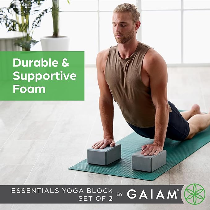 Gaiam Yoga Block - Supportive Latex-Free Eva Foam - Soft Non-Slip Surface with Beveled Edges for Yoga, Pilates, Meditation - Yoga Accessories for Stability, Balance, Deepen Stretches