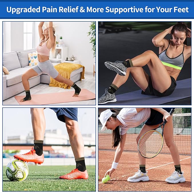 NeoAlly Copper Ankle Support Brace Compression Sleeve with Silicone Gel Reduce Foot Swelling Pain Relief from Plantar Fasciitis and Achilles Tendon (Small - 1 Pair)