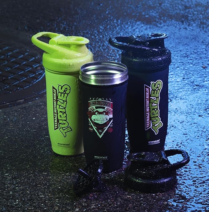Smartshake TMNT Reforce Stainless Steel Protein Shaker Bottle 900 ml | 30 oz - Leakproof Screw-on Lid - BPA Free – Unisex - Non Insulated - Light Green