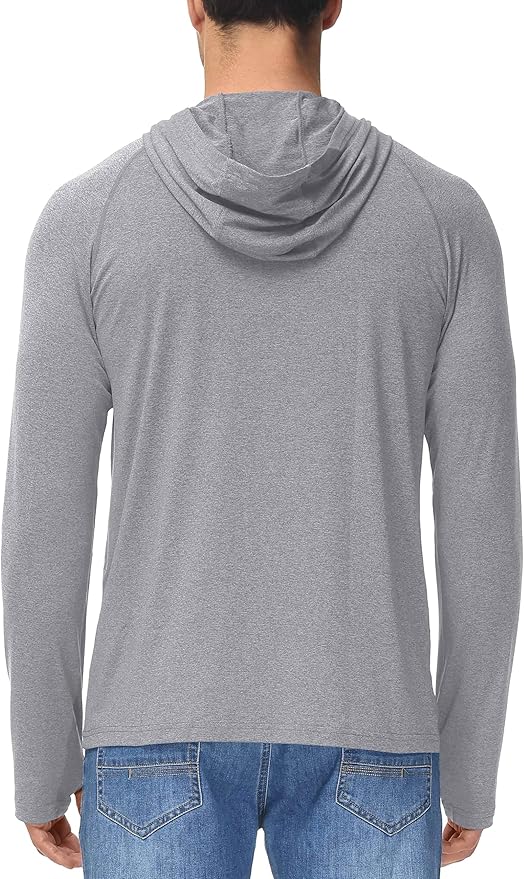 MAGCOMSEN Men's Hooded UPF 50+ Sun Protection T Shirts Long Sleeve Athletic Fishing Shirts Rash Guards