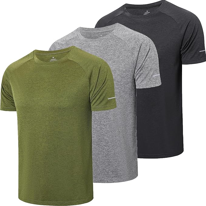 frueo Men's 1/3 Pack Workout Shirts Quick Dry Moisture Wicking Short Sleeve Mesh Athletic T-Shirts