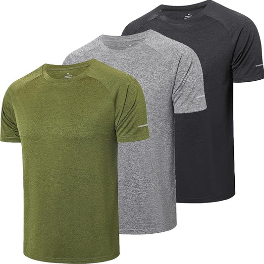 frueo Men's 1/3 Pack Workout Shirts Quick Dry Moisture Wicking Short Sleeve Mesh Athletic T-Shirts