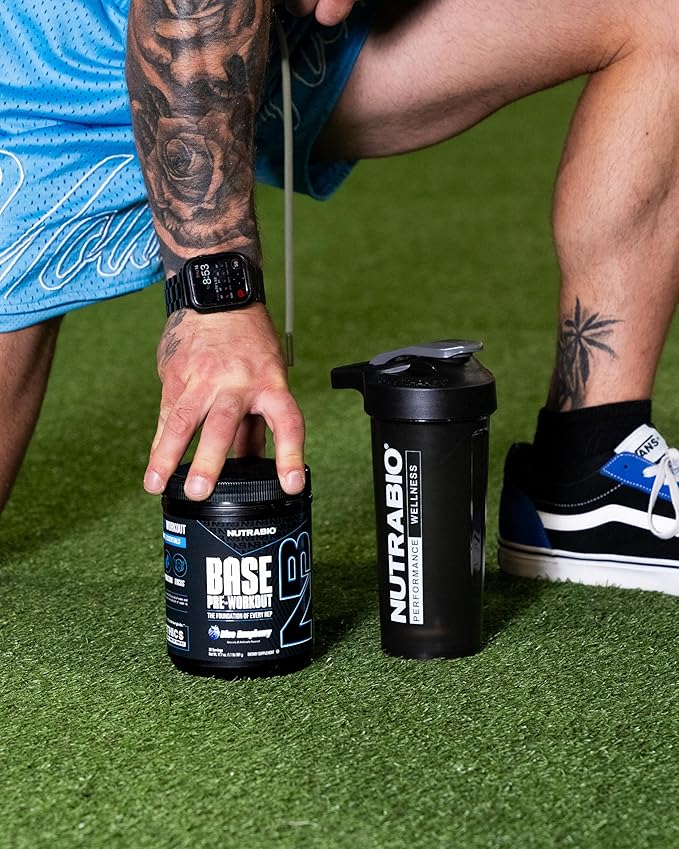 NutraBio Base Pre-Workout Powder 200mg Caffeine, Sustained Energy, Focus, Endurance, Pump, Sugar Free, Clean Preworkout for Men and Women - Beta Alanine, L-Tyrosine, 30 Servings - Blue Raspberry