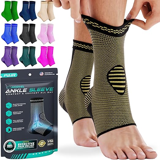 Modvel Foot & Ankle Brace Socks for Sprained Ankle Compression Sleeve - Plantar Fasciitis Relief Brace, Foot Support for pain Women & Men - Tendonitis & Arthritis Feet Sleeve, Stabilizing Ankles Wrap