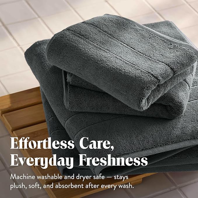 Brooklinen Super-Plush Turkish Cotton Bath Sheets Set of 2 Cotton, 820 GSM, Highly Absorbent, Machine Washable, Perfect for Home & Bathroom (40" x 65", Slate Grey)