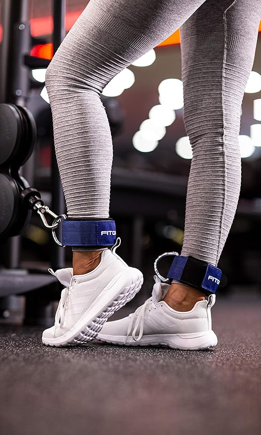 Fitgriff® Ankle Straps V2 for Cable Machine (2 Pieces) - Gym Workout Equipment - Leg Pulley Attachment, Kickback Straps
