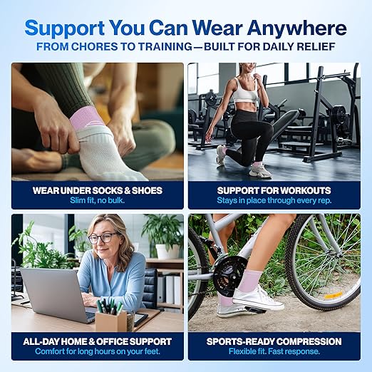 Modvel Foot & Ankle Brace Socks for Sprained Ankle Compression Sleeve - Plantar Fasciitis Relief Brace, Foot Support for pain Women & Men - Tendonitis & Arthritis Feet Sleeve, Stabilizing Ankles Wrap