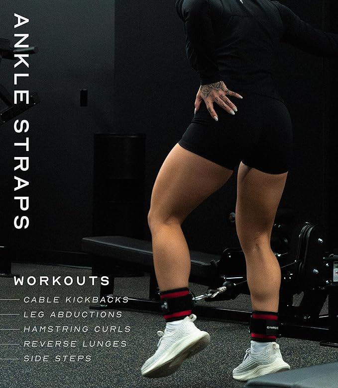 Gymreapers Ankle Straps For Cable Machine Kickbacks, Glute Workouts, Lower Body Exercises - Adjustable Leg Straps with Neoprene Padding