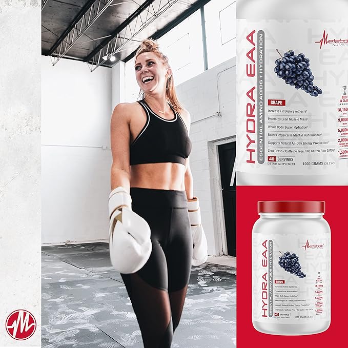 Metabolic Nutrition Hydra EAA, 1000g of Essential Amino Acids + Hydration, EAAs, BCAAs, Glutamine, Electorlytes, Coconut Water & Glycerol, Amazing Flavors (Fruit Punch, 1000g)