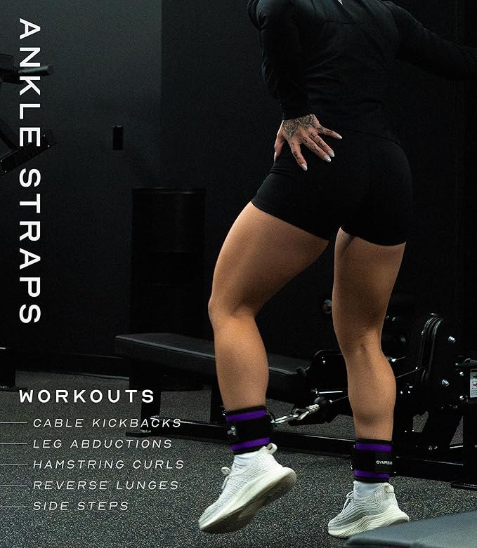 Gymreapers Ankle Straps For Cable Machine Kickbacks, Glute Workouts, Lower Body Exercises - Adjustable Leg Straps with Neoprene Padding