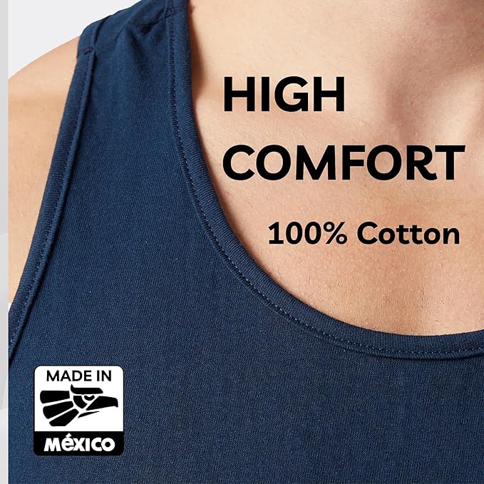 POFF Men’s Tank Top 3-Pack – Sleeveless Shirts for Gym & Workout, 100% Cotton Muscle Fit, Breathable Athletic Wear