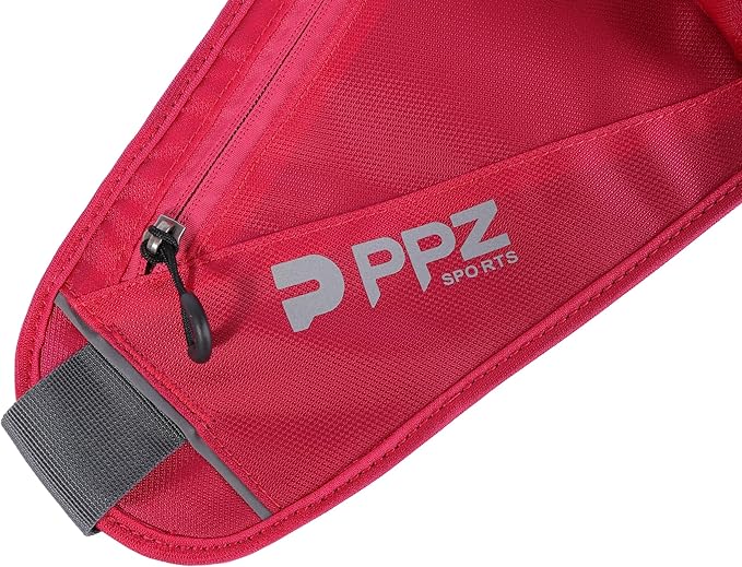 PPZ sports waist bag with bottle rack, waterproof, 2 pockets, adjustable belt - suitable for running, fitness, jogging and outdoor activities (pink)